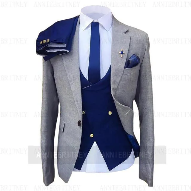 2020 Fashion Lattice Men's Suit Slim Fit Prom Wedding Suits for Men Groom Tuxedo Jacket Pants Set Custom White Casual Men Blazer