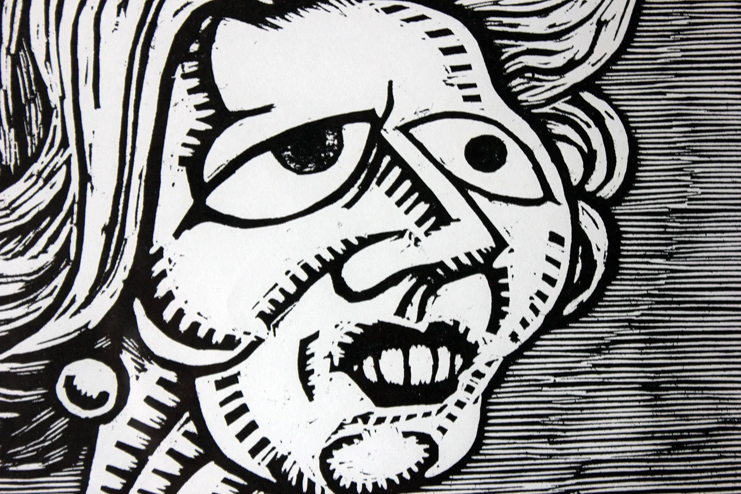 A Humorous Group of Six Framed English Political Satire Woodblock Print Posters c.1987