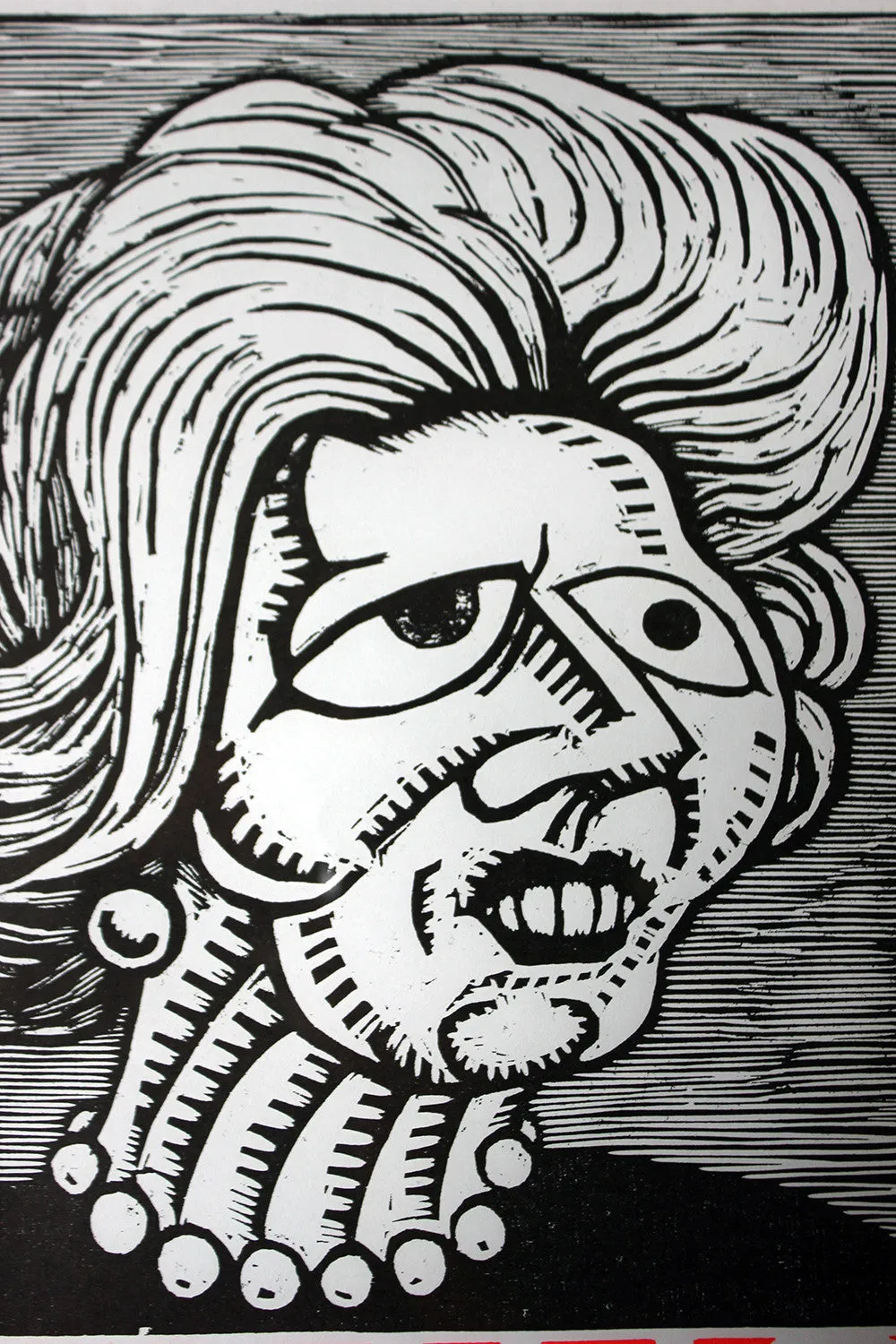 A Humorous Group of Six Framed English Political Satire Woodblock Print Posters c.1987