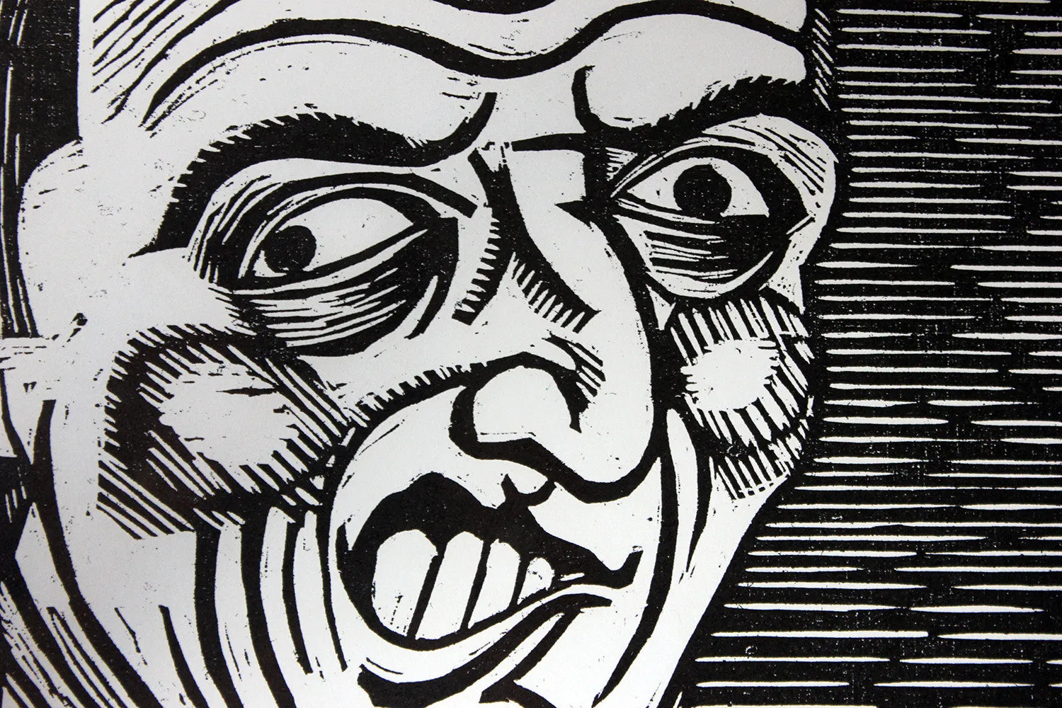 A Humorous Group of Six Framed English Political Satire Woodblock Print Posters c.1987