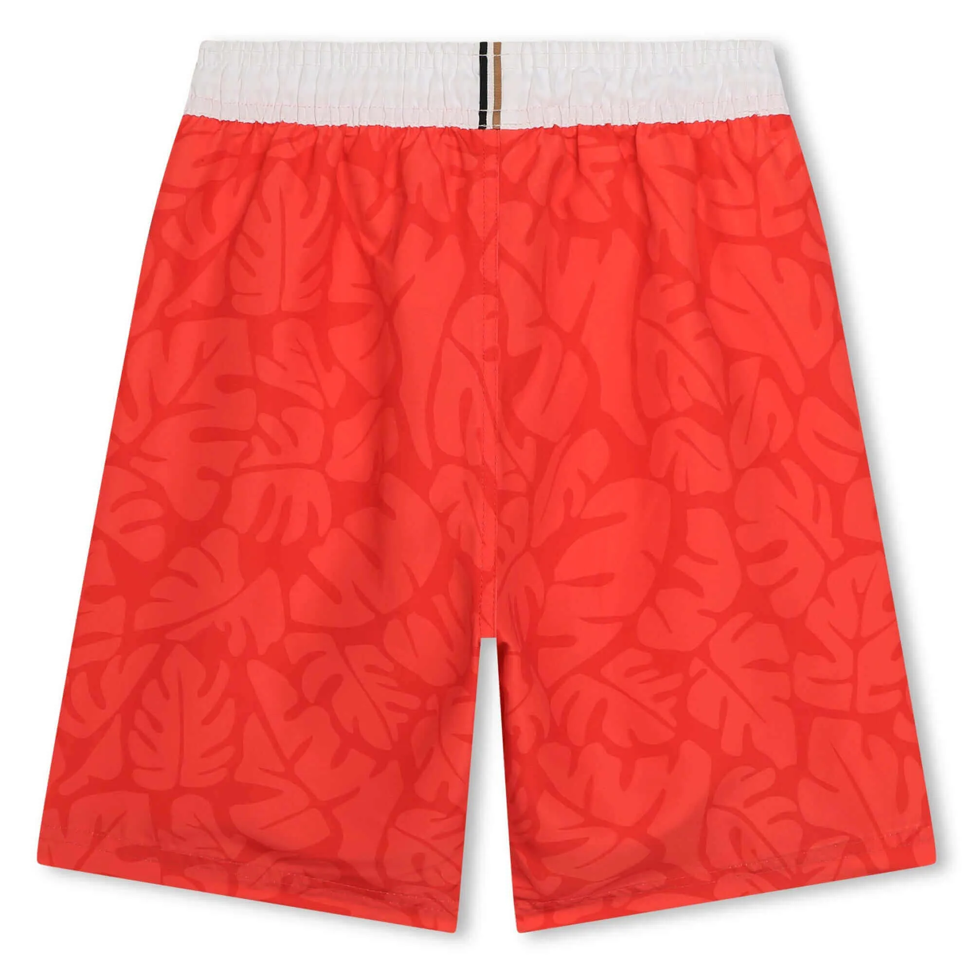Boys Red Leaf Print Swimming Shorts