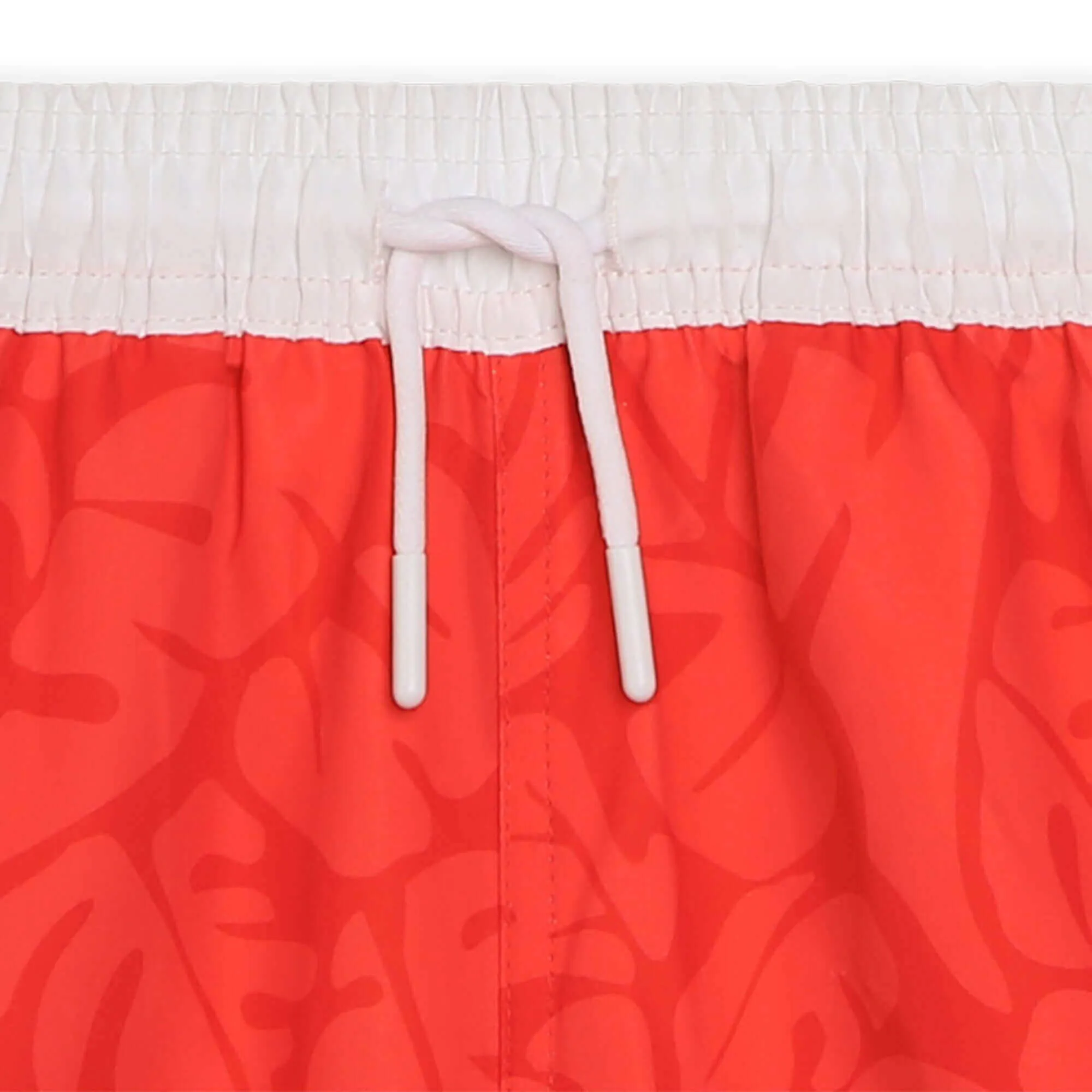 Boys Red Leaf Print Swimming Shorts
