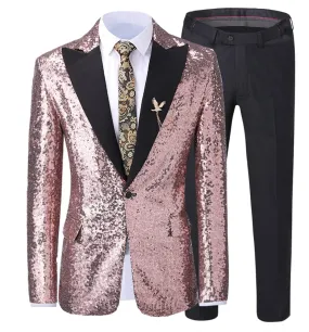 Casual Men's Floral Suit 2 Piece Business Tuxedos (Blazer Pants)