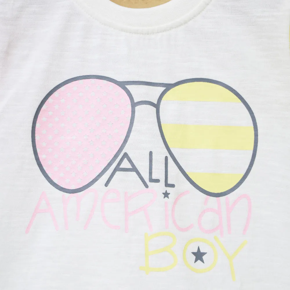 Colorblock Half Sleeves T-Shirt With Pink Corduroy Shorts