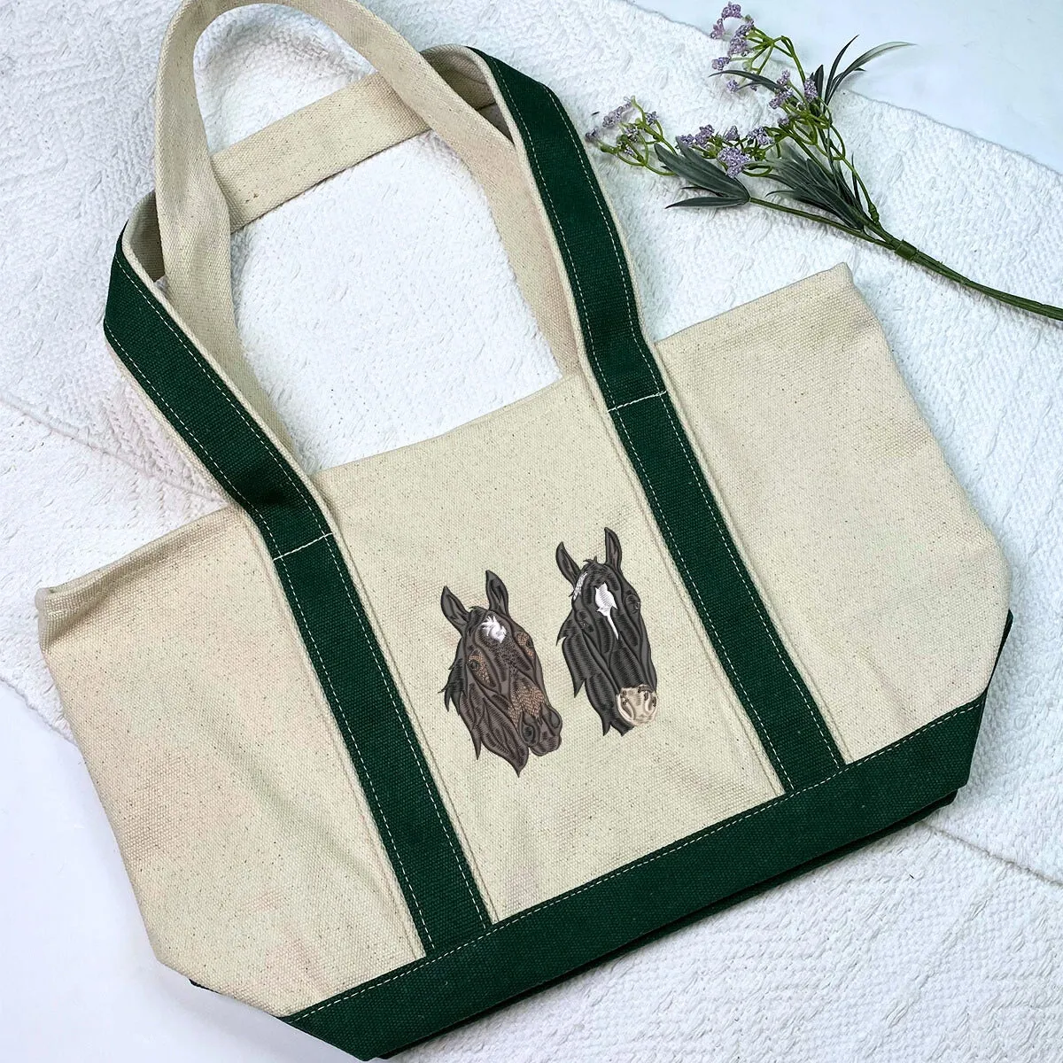 Custom Embroidered Horse Tote Bag with Same Design