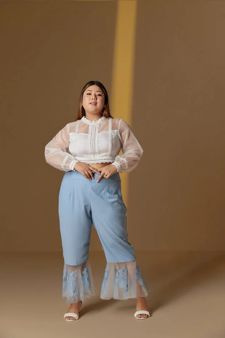 Falak sky blue bell bottom high waist pants
