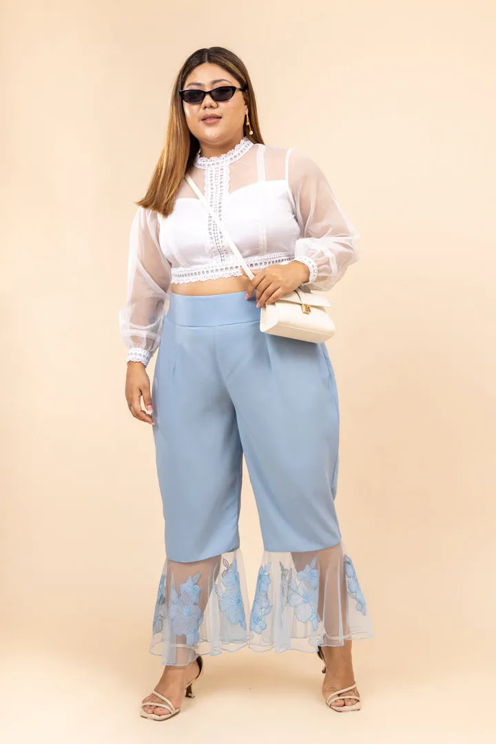 Falak sky blue bell bottom high waist pants
