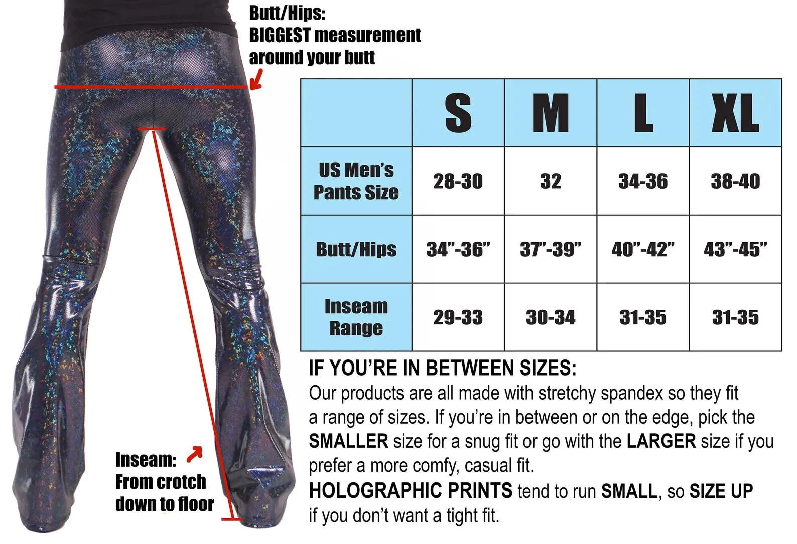 Fish Green Mermaid: Mens Holographic Green-Gold-Purple Merman Flared Pants - Aqua Merman Costume Flares