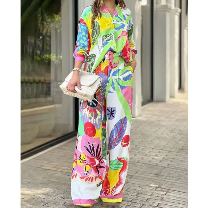 Flower Child Shirt & High Waist Wide Leg Pants
