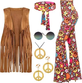Halloween 70s Outfits Hippie Women Costume