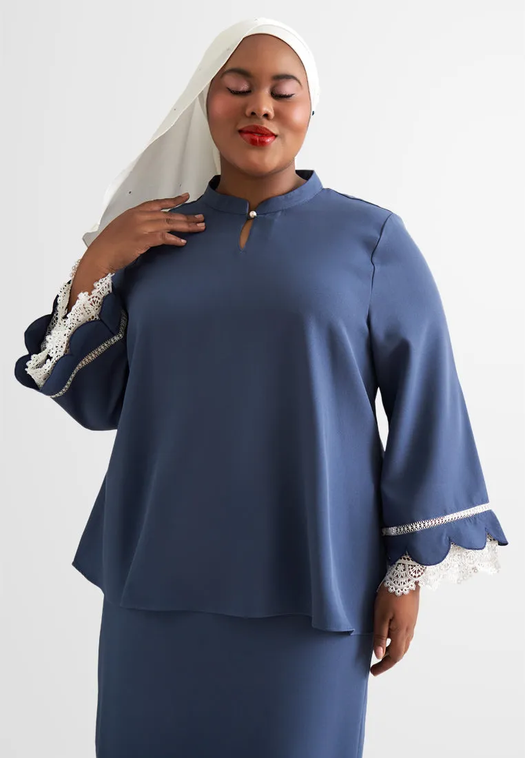 Lamisa Mandarin Collar Scallop Lace Kurung Set