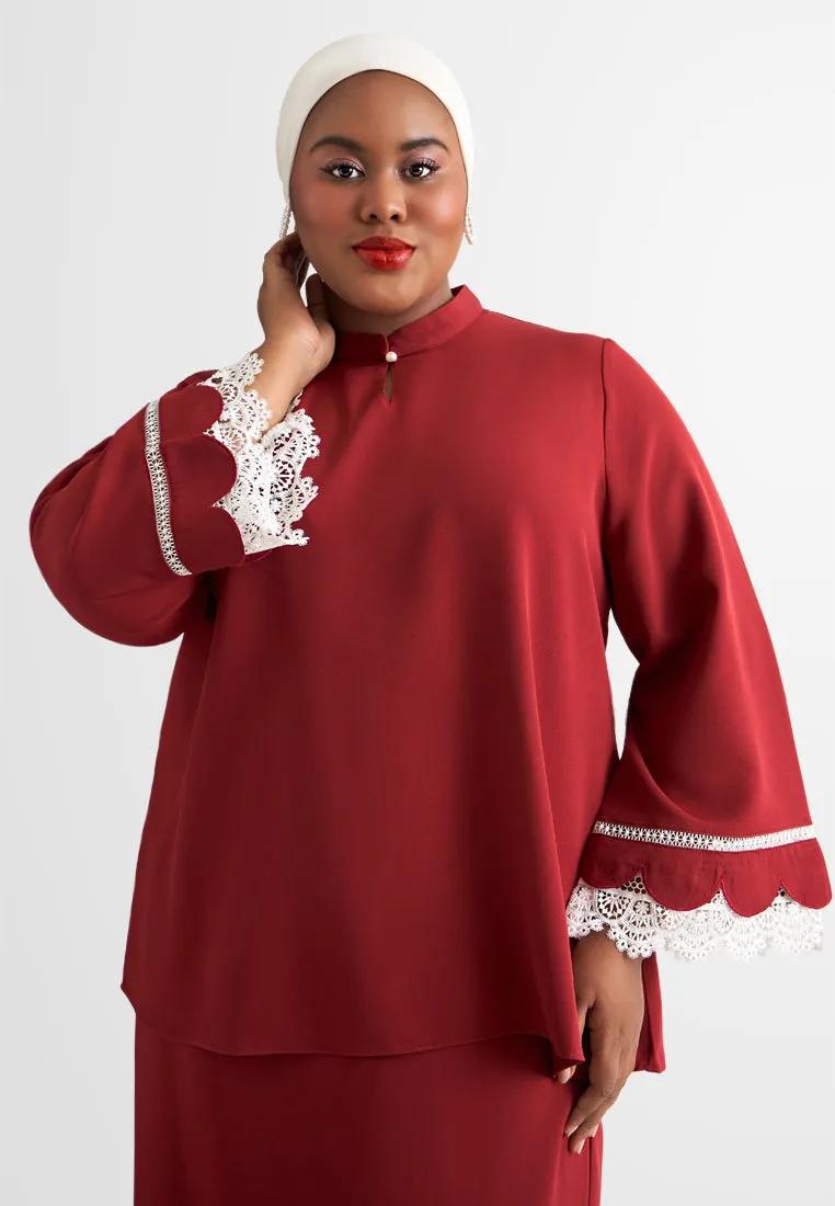 Lamisa Mandarin Collar Scallop Lace Kurung Set