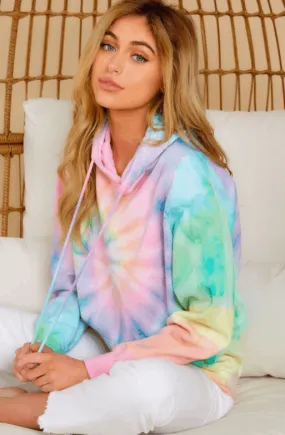 New Sensations Pink Multi Tie Dye Hoodie