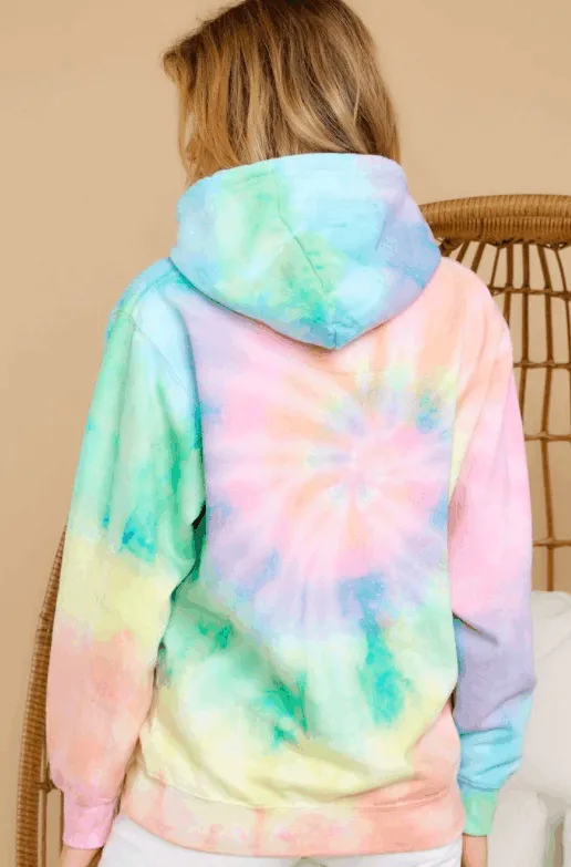 New Sensations Pink Multi Tie Dye Hoodie
