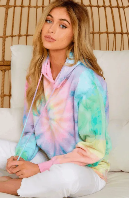 New Sensations Pink Multi Tie Dye Hoodie