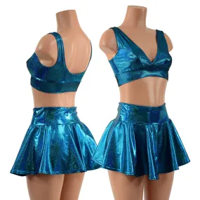 Ocean Sparkle Rave Skirt & Starlette Bralette Set