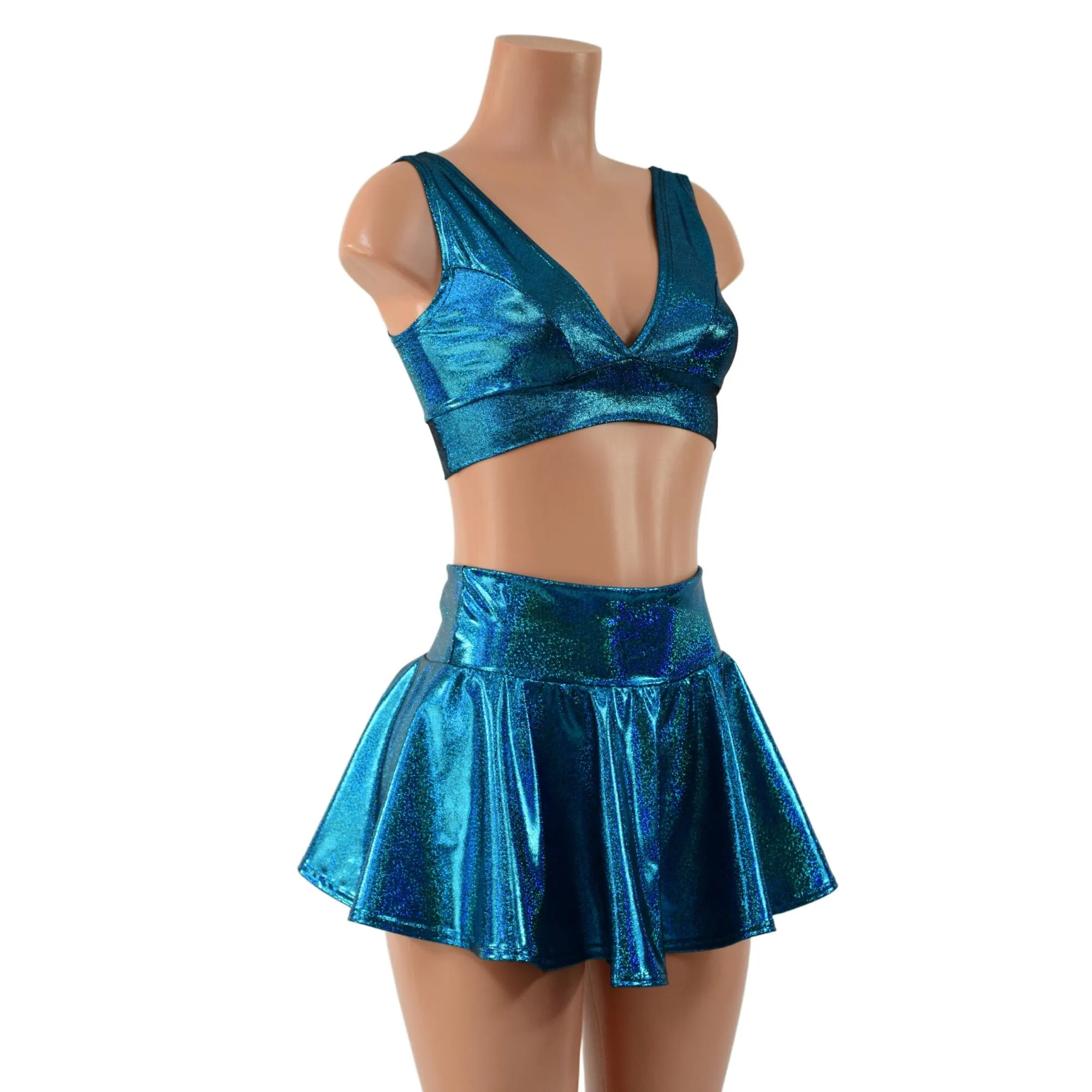 Ocean Sparkle Rave Skirt & Starlette Bralette Set