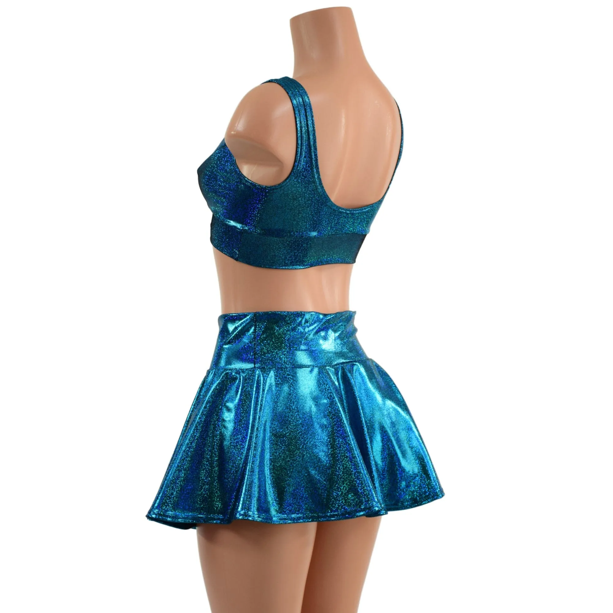 Ocean Sparkle Rave Skirt & Starlette Bralette Set