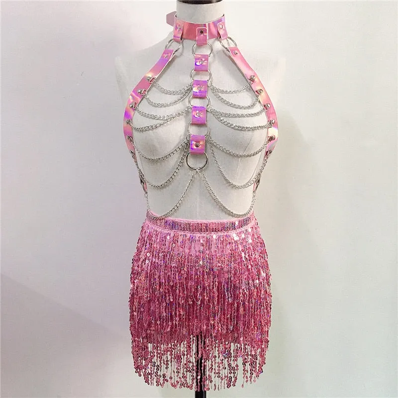 Paola Pink Holographic Harness Set