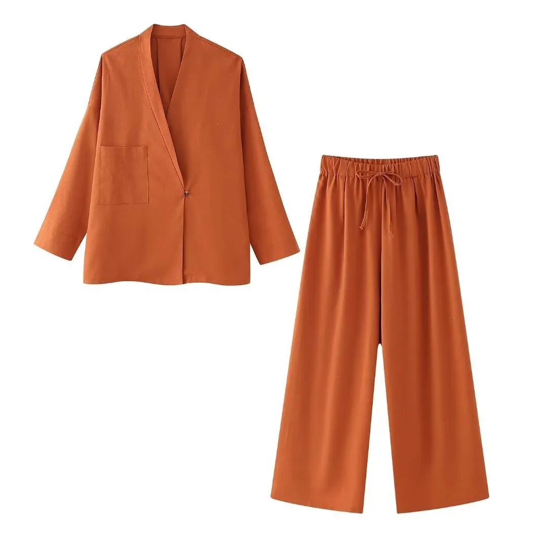 Pre Order:  Solid V-Neck Casual Shirt   Pants