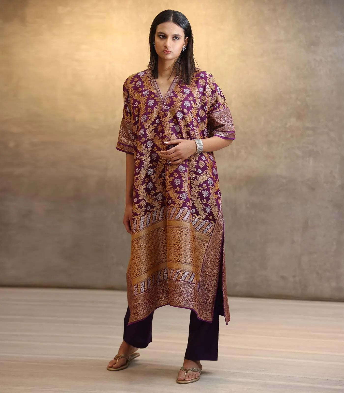 Purple Benarsi Kaftan Set