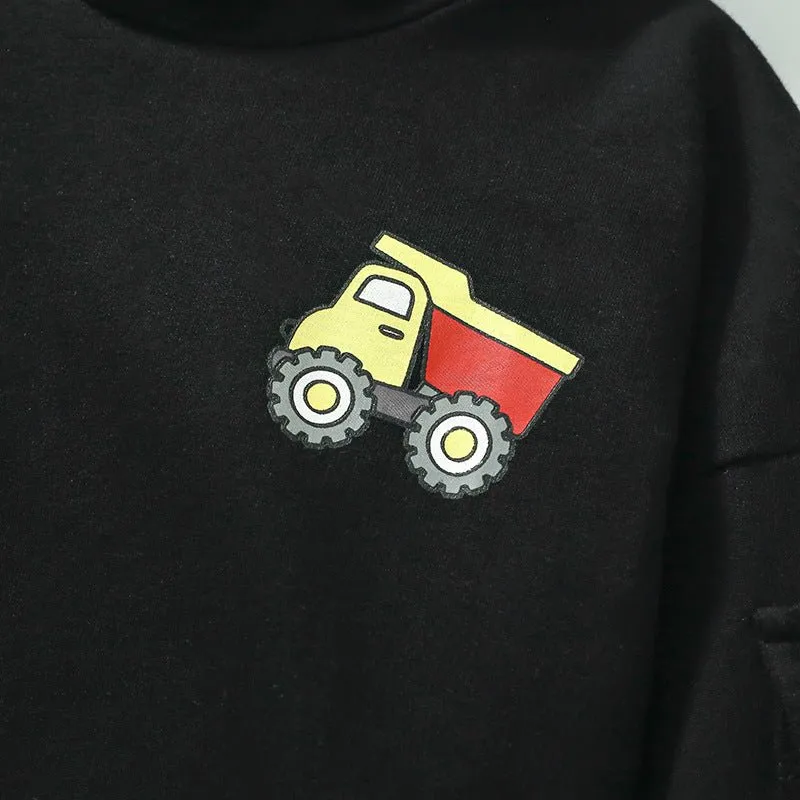 Toddler/Kid Boy's Cartoon Truck Print Design Sweatshirt with Pants Set