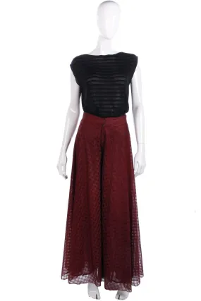 Vintage Wide Legged Burgundy Trousers Sheer Lace Type Material UK8/10