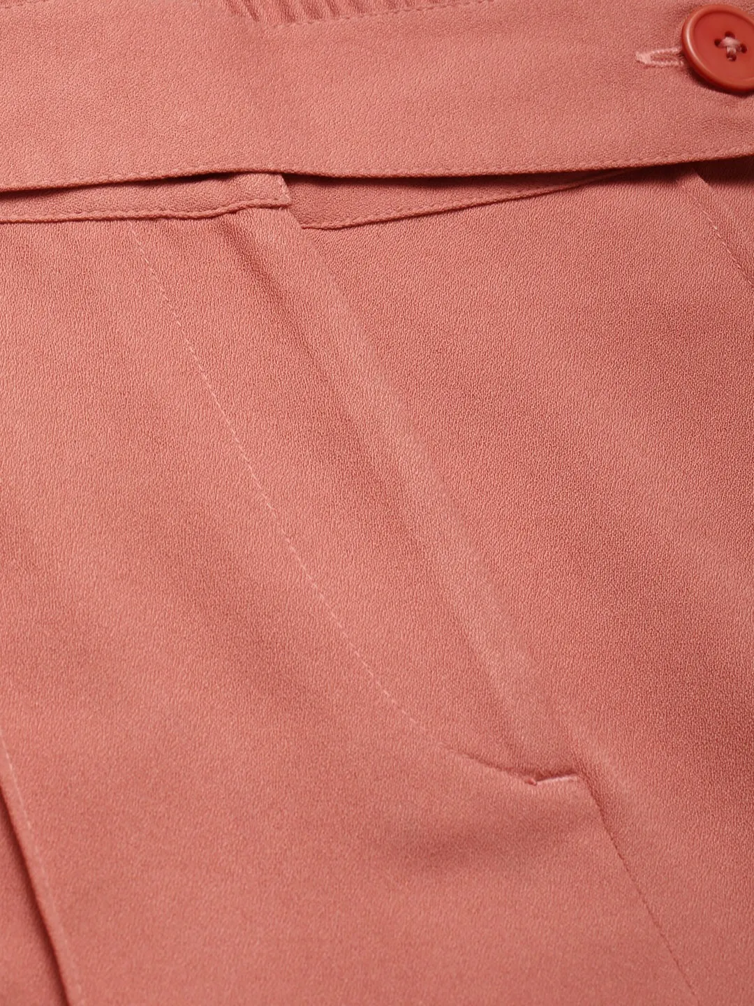Women Pink Belted Tapered Pants
